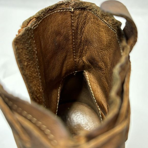 PLDM Palladium Leather Ankle Boots Womens 7.5 Stony CSR Heel Brown Booties Braid - Picture 11 of 14